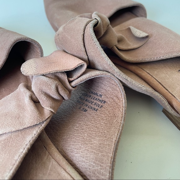 Jeffrey Campbell Charlin Leather Suefe Tan Bow Slip On Mule Flats 6.5M Blush - Picture 4 of 5